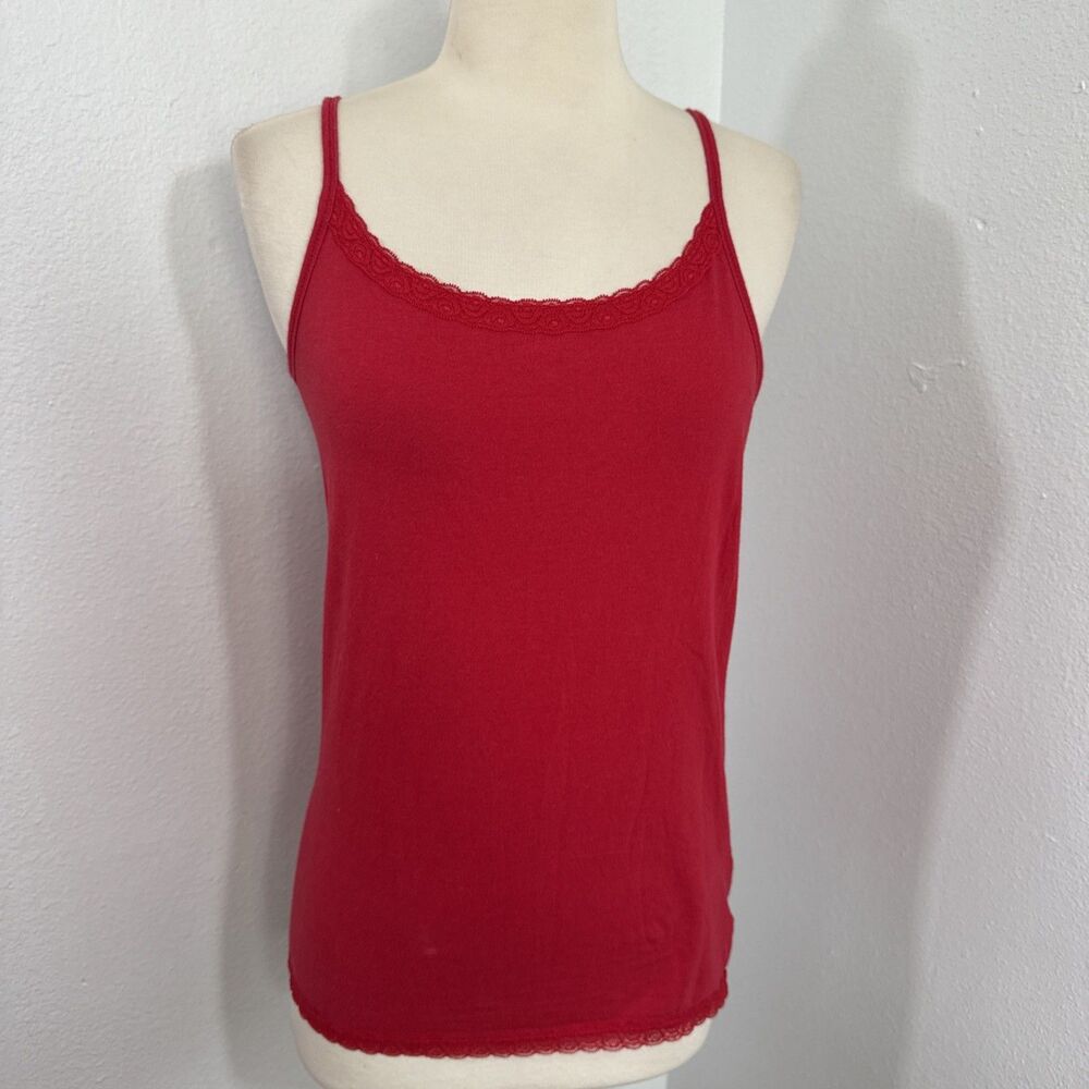 Faded Glory Top Womens Small‎ Red Lace Trim Camisole Feminine Fairy Y2K
